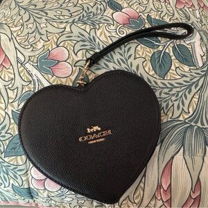 Coach black heart shaped wristlet clutch